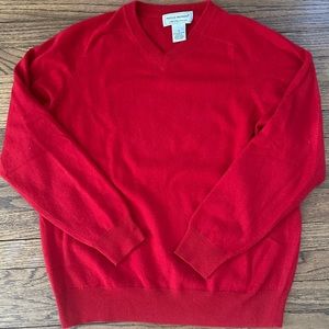 Men’s Deep Red Cashmere V-Neck Sweater